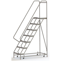 Rolling Ladder, 7 Steps, 24" Step Width, 70" Platform Height, Aluminum - Tri-Arc Manufacturing WLAR107244