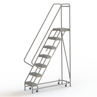 Rolling Ladder, 7 Steps, 16" Step Width, 70" Platform Height, Aluminum - Tri-Arc Manufacturing WLAR107165