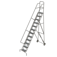 Steel Rolling Ladder, 12 Steps, 16" Step Width, 120" Platform Height, Steel - Tri-Arc Manufacturing KDRF112166