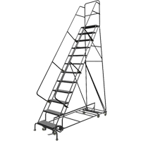 All Directional Rolling Ladder, 12 Steps, 24" Step Width, 120" Platform Height, Steel - Tri-Arc Manufacturing KDED112246