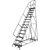 All Directional Rolling Ladder, 14 Steps, 24" Step Width, 140" Platform Height, Steel - Tri-Arc Manufacturing KDED114246