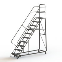 Heavy Duty Safety Slope Ladder, 10 Steps, Serrated, 50° Incline, 100" High - Tri-Arc Manufacturing KDHS110242