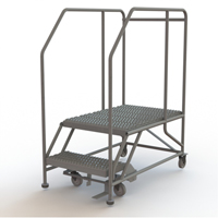 Mobile Work Platform, Steel, 2 Steps, 20" H, 35" D, 24" Step, Serrated - Tri-Arc Manufacturing WLWP122436SL