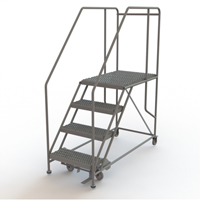 Mobile Work Platform, Steel, 4 Steps, 40" H, 35" D, 24" Step, Serrated - Tri-Arc Manufacturing WLWP142436SL