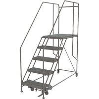 Mobile Work Platform, Steel, 5 Steps, 50" H, 35" D, 24" Step, Serrated - Tri-Arc Manufacturing WLWP152436SL