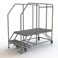 Mobile Work Platform, Steel, 2 Steps, 20" H, 47" D, 24" Step, Serrated - Tri-Arc Manufacturing WLWP122448SL