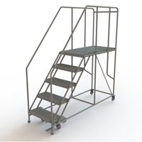 Mobile Work Platform, Steel, 5 Steps, 50" H, 47" D, 24" Step, Serrated - Tri-Arc Manufacturing WLWP152448SL