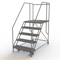 Mobile Work Platform, Steel, 5 Steps, 50" H, 36" D, 36" Step, Serrated - Tri-Arc Manufacturing WLWP153636SL
