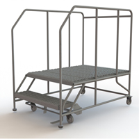 Mobile Work Platform, Steel, 2 Steps, 20" H, 48" D, 36" Step, Serrated - Tri-Arc Manufacturing WLWP123648SL