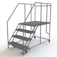 Mobile Work Platform, Steel, 4 Steps, 40" H, 48" D, 36" Step, Serrated - Tri-Arc Manufacturing WLWP143648SL
