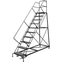 Safety Slope Rolling Ladder, 10 Steps, Perforated, 50° Incline, 100" High - Tri-Arc Manufacturing KDEC110246