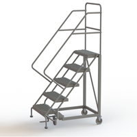 Safety Slope Rolling Ladder, 5 Steps, Serrated, 50° Incline, 50" High - Tri-Arc Manufacturing KDEC105242
