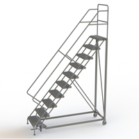 Safety Slope Rolling Ladder, 10 Steps, Serrated, 50° Incline, 100" High - Tri-Arc Manufacturing KDEC110242