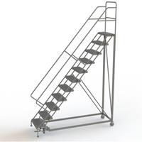 Safety Slope Rolling Ladder, 11 Steps, Serrated, 50° Incline, 110" High - Tri-Arc Manufacturing KDEC111242