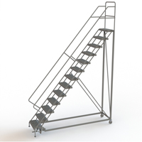 Safety Slope Rolling Ladder, 13 Steps, Serrated, 50° Incline, 130" High - Tri-Arc Manufacturing KDEC113242