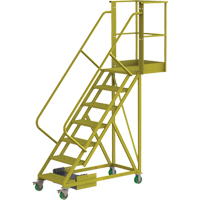 Cantilever Rolling Ladder, Unsupported, 7 Steps, 20" Platform Depth, 70" Platform Height - Tri-Arc Manufacturing UCU500720242