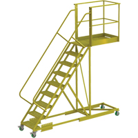 Cantilever Rolling Ladder, Supported, 9 Steps, 40" Platform Depth, 90" Platform Height - Tri-Arc Manufacturing UCS500940246