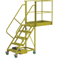 Cantilever Rolling Ladder, Unsupported, 5 Steps, 40" Platform Depth, 50" Platform Height - Tri-Arc Manufacturing UCU500540246