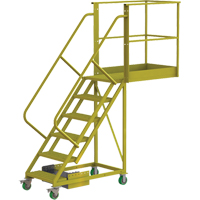 Cantilever Rolling Ladder, Unsupported, 6 Steps, 40" Platform Depth, 60" Platform Height - Tri-Arc Manufacturing UCU500640242