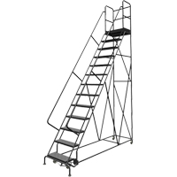Escabeaux roulants &agrave; dessus profond, 13 marches, Largeur de la marche 24", Hauteur de la plateforme 130", Acier - Tri-Arc Manufacturing KDSR113246-D2