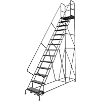 Escabeaux roulants &agrave; dessus profond, 14 marches, Largeur de la marche 24", Hauteur de la plateforme 140", Acier - Tri-Arc Manufacturing KDSR114246-D2