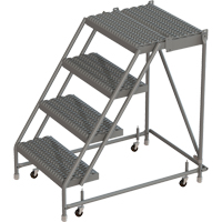 Escabeaux roulants &agrave; dessus profond, 4 marches, Largeur de la marche 24", Hauteur de la plateforme 40", Acier - Tri-Arc Manufacturing KDSR004242-D2