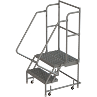 Deep Top Step Rolling Ladder, 2 Steps, 24" Step Width, 20" Platform Height, Steel - Tri-Arc Manufacturing KDSR102242-D2