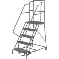 Deep Top Step Rolling Ladder, 5 Steps, 24" Step Width, 50" Platform Height, Steel - Tri-Arc Manufacturing KDSR105242-D2