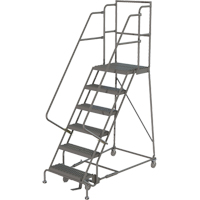 Escabeaux roulants &agrave; dessus profond, 6 marches, Largeur de la marche 16", Hauteur de la plateforme 60", Acier - Tri-Arc Manufacturing KDSR106162-D2