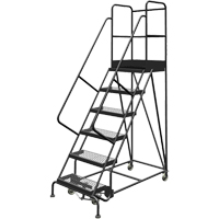 Escabeaux roulants &agrave; dessus profond, 6 marches, Largeur de la marche 24", Hauteur de la plateforme 60", Acier - Tri-Arc Manufacturing KDSR106242-D2
