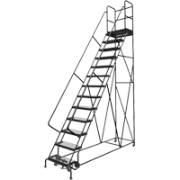Escabeaux roulants &agrave; dessus profond, 13 marches, Largeur de la marche 24", Hauteur de la plateforme 130", Acier - Tri-Arc Manufacturing KDSR113242-D2