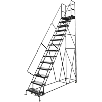 Deep Top Step Rolling Ladder, 14 Steps, 24" Step Width, 140" Platform Height, Steel - Tri-Arc Manufacturing KDSR114242-D2