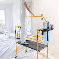 nsemble d'&eacute;chafaudage &agrave; montant de s&eacute;curit&eacute; & tablette pour outils de 4' Jobsite Series, Cadre Acier, 49-1/2" p x 57-3/4" h - Metaltech I-IMCNT