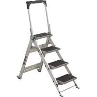 Tilt & Roll Step Stool Ladder, 4 Steps, 44.25" x 22.13" x 59" High - Louisville Ladder L-2011-04
