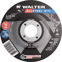 Meule &agrave; moyeu d&eacute;port&eacute; ALLSTEEL Xtra, 4-1/2" x 1/4", Arbre 7/8", Type 27 - Walter Technologies Pour Surface 08C450