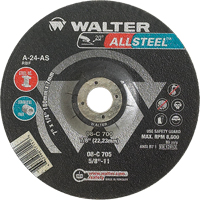 Meule &agrave; moyeu d&eacute;port&eacute; ALLSTEEL Xtra, 5" x 1/8", Arbre 7/8", Type 27 - Walter Technologies Pour Surface 08C502