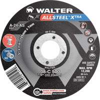 ALLSTEEL Xtra Depressed Centre Grinding Wheel, 5" x 1/4", 7/8" Arbor, Type 27 - Walter Surface Technologies 08C500