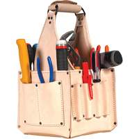 Porte-outils pour &eacute;lectricien et travaux d'entretien, Cuir, 17 pochettes, Beige - Kuny's EL-740