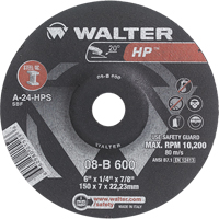 Meule &agrave; moyeu d&eacute;port&eacute; HP, 9" x 1/4", Arbre 7/8", Type 27 - Walter Technologies Pour Surface 08B910