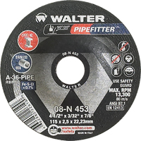 PIPEFITTER Grinding Wheel, 4-1/2" x 3/32", 7/8" Arbor, Type 27 - Walter Surface Technologies 08N453