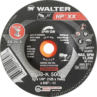 Double-X Depressed Centre Grinding Wheel, 5" x 1/4", 5/8"-11 Arbor, Type 27S - Walter Surface Technologies 08K500