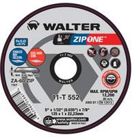 Meule &agrave; tronçonner Zip One, 4-1/2" x 1/32", Arbre de 7/8", Type 1 - Walter Technologies Pour Surface 11T542