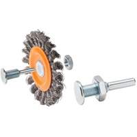 Brosse rotative mont&eacute;e &agrave; fils nou&eacute;s torsad&eacute;s r&eacute;versible, Dia. 4", Fils 0,0118", Arbre 5/8", Acier - Walter Technologies Pour Surface 13C404