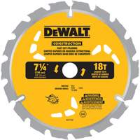 Lame de scie &agrave; pointes au carbure pour coupe rapide, 7-1/4", 18 dents, Pour Bois - DEWALT DW3192