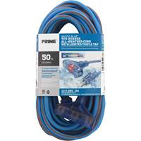 Arctic Blue TPE-Rubber Extension Cord, All-Weather, SJEOW, 12/3 AWG, 15 A, 3 Outlet(s), 50' - Prime LT630830