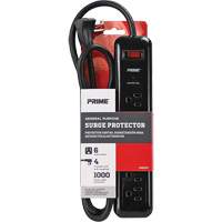 Surge Protector, 6 Outlets, 1000 J, 1875, 4' Cord - Prime PB802225-A