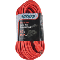 Vinyl Extension Cord, Outdoor, SJTW, 14/3 AWG, 15 A, 3 Outlet(s), 50' - Aurora Tools 