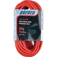 Cordon rallonge en vinyle, Ext&eacute;rieur, SJTW, AWG 12/3, 15 A, 3 prise(s), 50' - Outils Aurora 