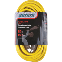 Cordon rallonge en vinyle avec indicateur lumineux, Ext&eacute;rieur, SJTOW, AWG 12/3, 15 A, 50' - Outils Aurora 