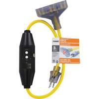 Shocksafe&reg; GFCI Triple Tap Adapter, 125 V, 15 A, 3' Cord - Prime GF320803